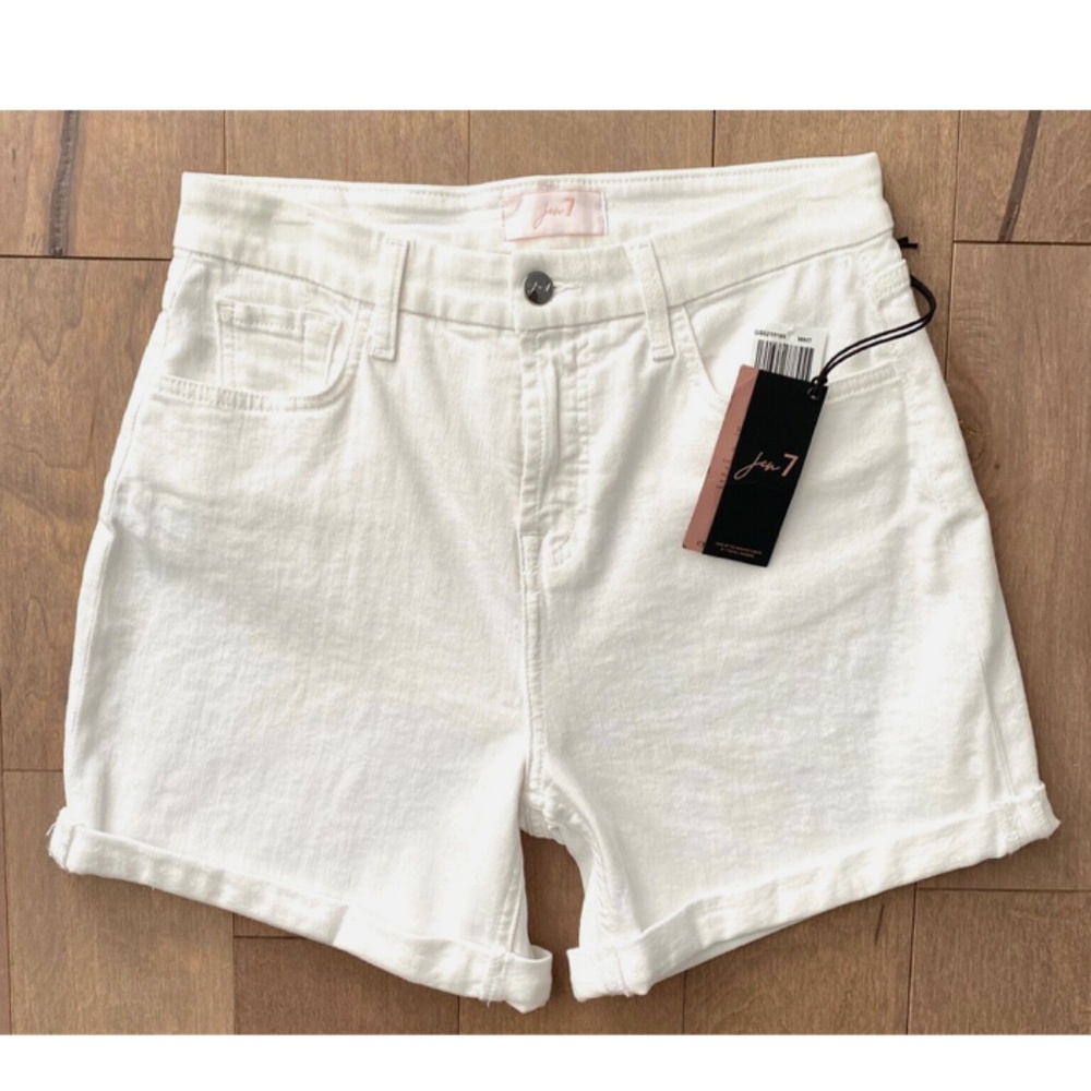 JEN7 by 7 for All Mankind Roll Cuff Cotton Blend Stretch Denim Shorts Short 14